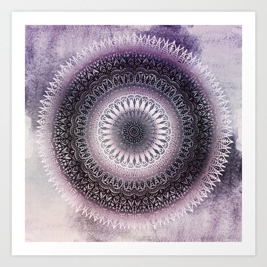 PURPLE WINTER LEAVES MANDALA Art Print