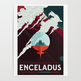 NASA Retro Space Travel Poster #3 - Enceladus Poster