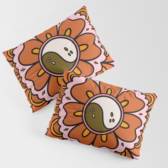 Spooky Yin Yang Flower Pillow Sham