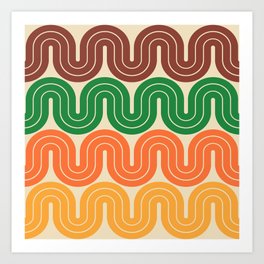 Retro 70s Stripe Colorful Rainbow 864 Art Print