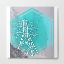 Powerlines in the Mountain Sky Metal Print | Graphicdesign, Powerlines, Mensstyle, Gloom, Clouds, Greysky, Weather, Airplane, Greys, Mensfashion 
