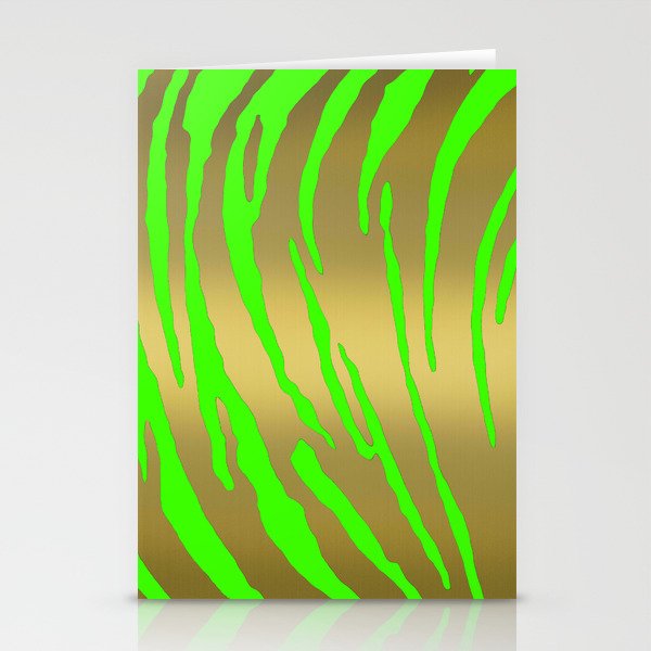 Gold Tiger Stripes Green Stationery Cards