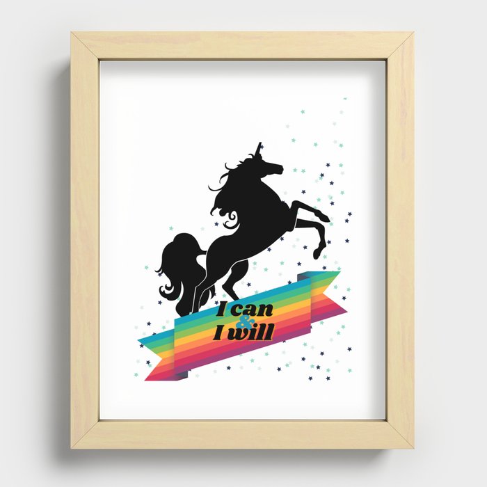 Unicorn I Can & I Will  Recessed Framed Print