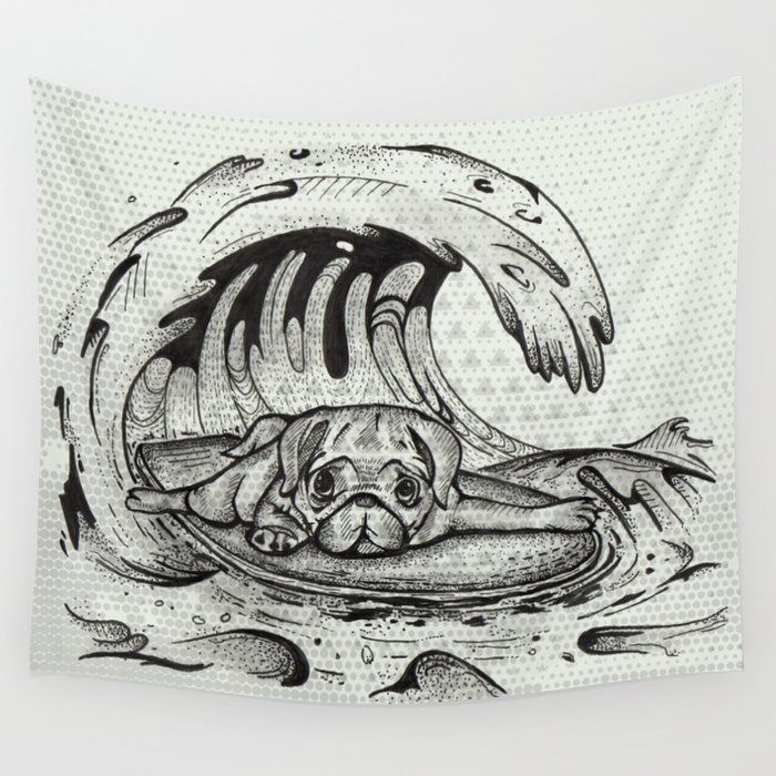 Pug on sale wave tapestry