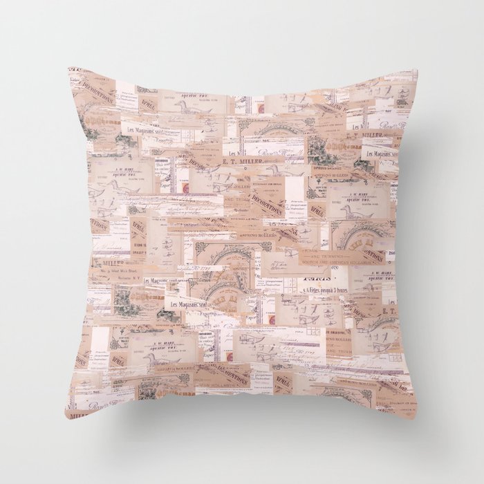 Seamless Ephemera Handwriting Design Throw Pillow