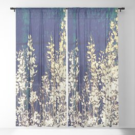  blue green weeping willow tree in white Sheer Curtain