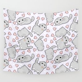 Angry Cat Candy Hearts Wall Tapestry