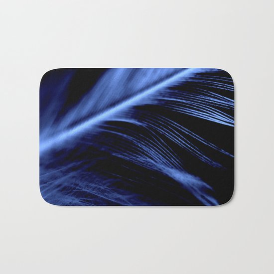 Blue Feather close up Bath Mat