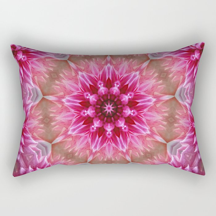 Boho Pink Dahlia Mandala Rectangular Pillow