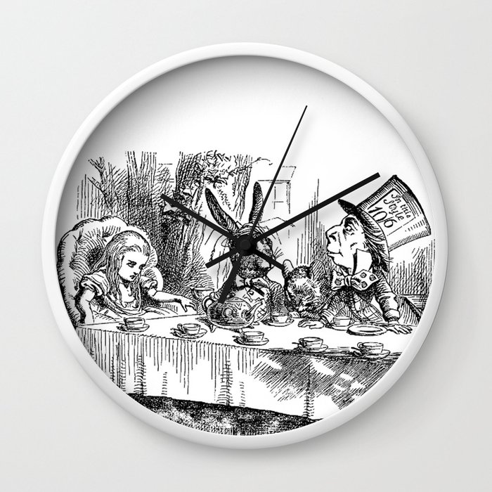 https://ctl.s6img.com/society6/img/-Ta0Pnj0i2702sWhTEu1eWuPnQ0/w_700/wall-clocks/front/white-frame/black-hands/~artwork,fw_3500,fh_3500,iw_3500,ih_3500/s6-0025/a/10195955_12692702/~~/vintage-alice-in-wonderland-mad-hatter--rabbit-tea-party-antique-goth-emo-book-gothic-drawing-print-wall-clocks.jpg