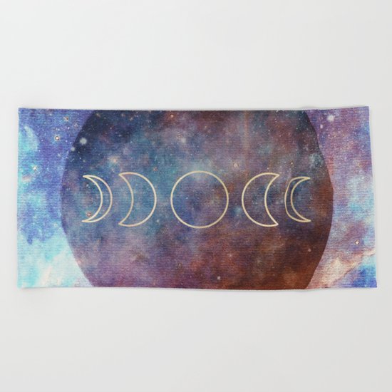Moon Phases Rose Gold Mandala Beach Towel