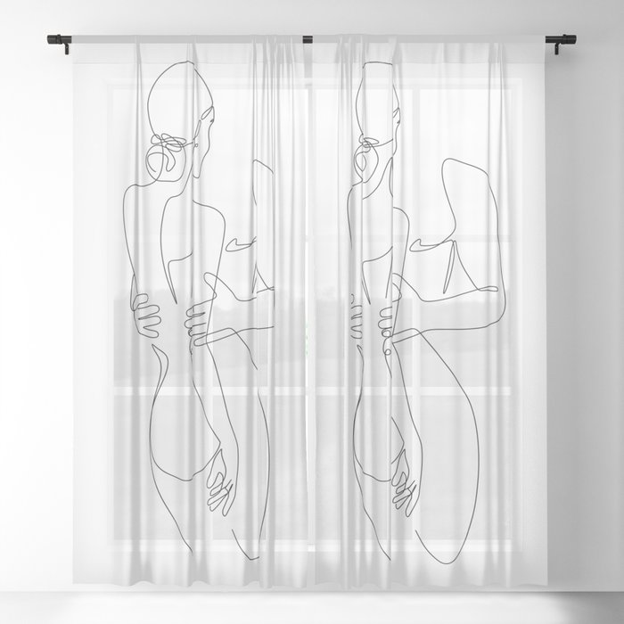 Couple Love Lines Sheer Curtain