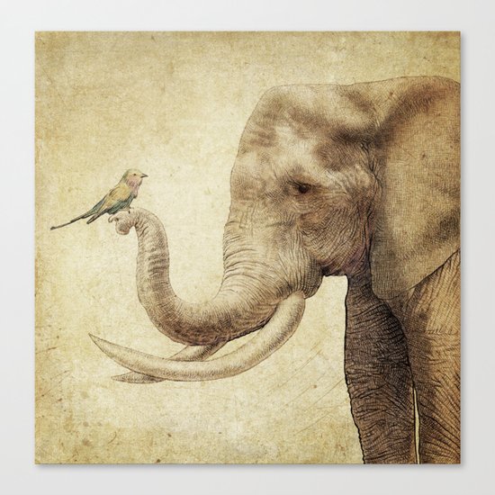 A New Friend (sepia drawing) Canvas Print