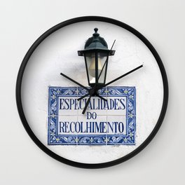 Azulejos portugese take out - blue mediterranean alfama lisbon portugal - street and travel photography Wall Clock