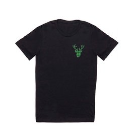 Plaid Deer Head: Green T Shirt