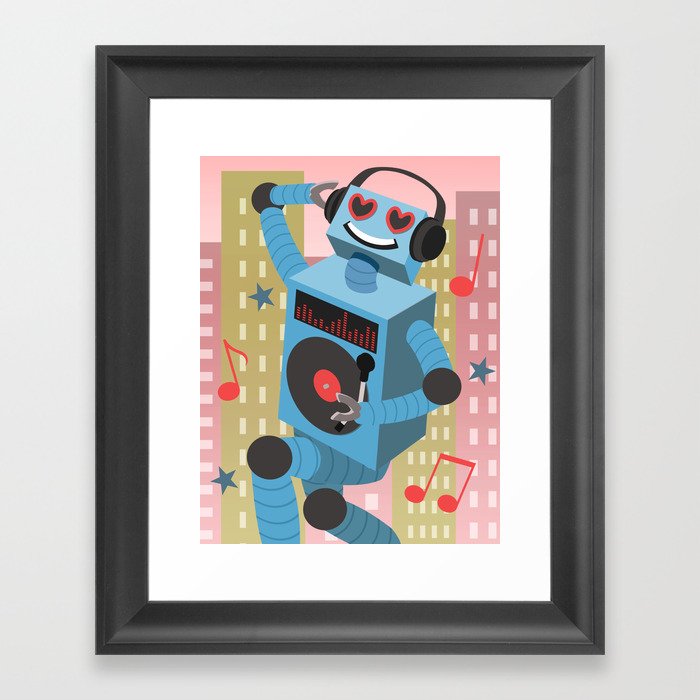 Robot DJ Framed Art Print