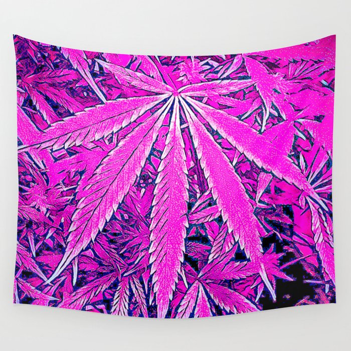 Pink Cannabis Leaf Wall Tapestry