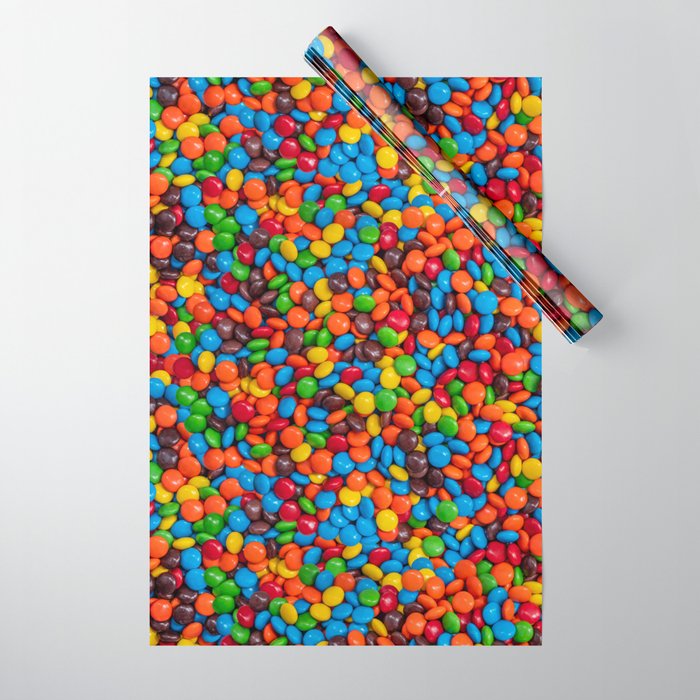 Colorful Candy-Coated Chocolate Pattern Wrapping Paper