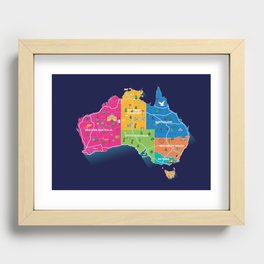 Australia map cartoon illustration Recessed Framed Print
