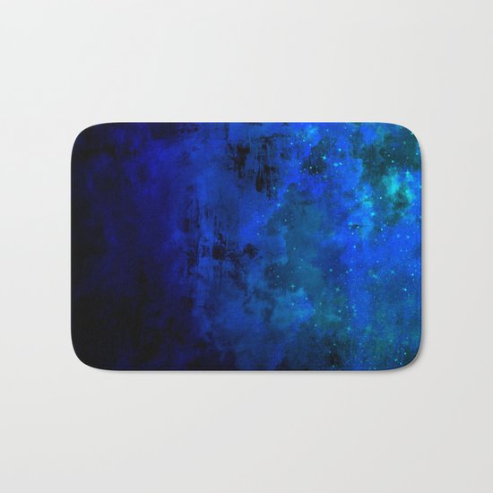 SECOND STAR TO THE RIGHT Rich Indigo Navy Blue Starry Night Sky Galaxy Clouds Fantasy Abstract Art Bath Mat