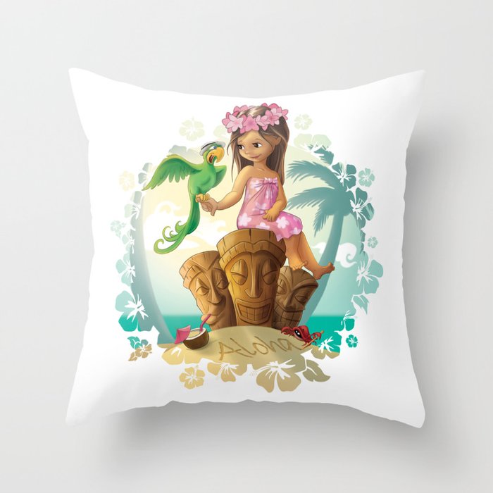 Hawaiian Friends Throw Pillow