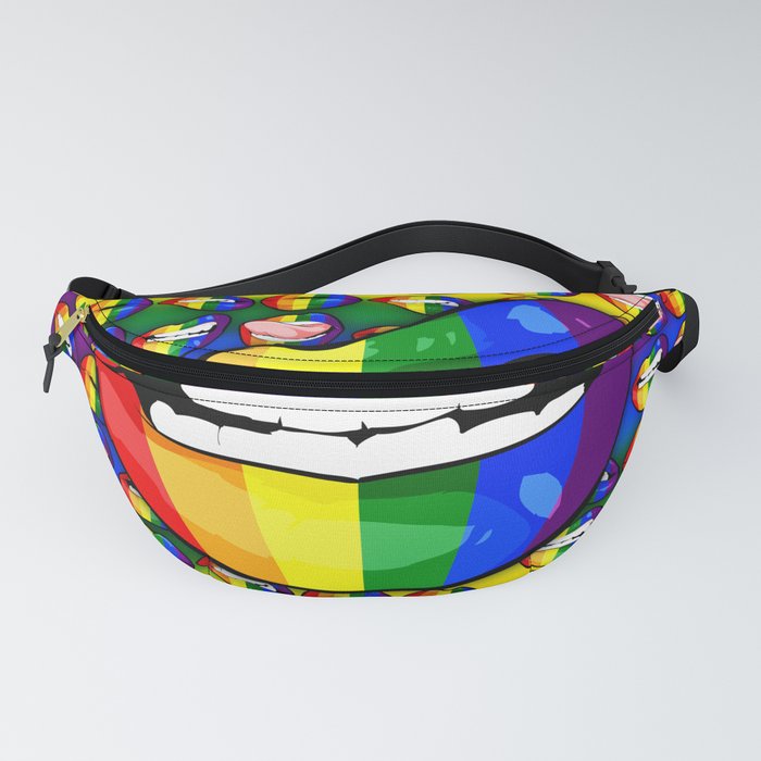 LGBTQ Rainbow Lips Snarl Fanny Pack by Dice Goblin Riddles Society6