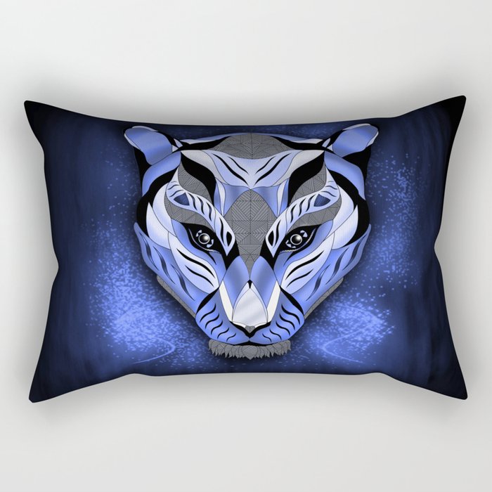 Tiguer X Blue Rectangular Pillow