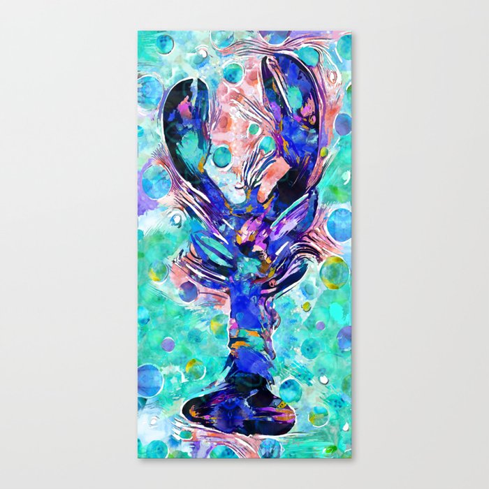 Colorful Whimsical Beach Art - Wild Lobster Canvas Print