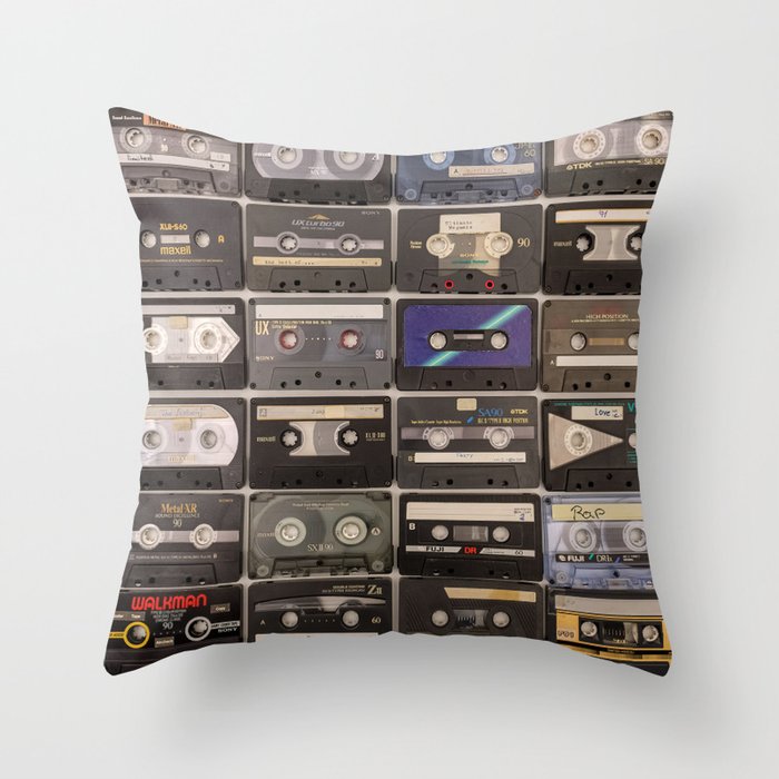 A collection of rare ancient tapes cassette Throw Pillow