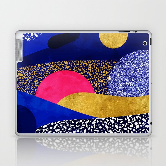 Terrazzo galaxy blue night yellow gold pink Laptop & iPad Skin