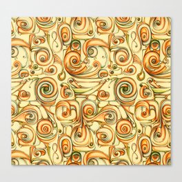 Yellow Swirl Retro Snail Inspired Design. Vintage Feel. Unique Pattern Canvas Print