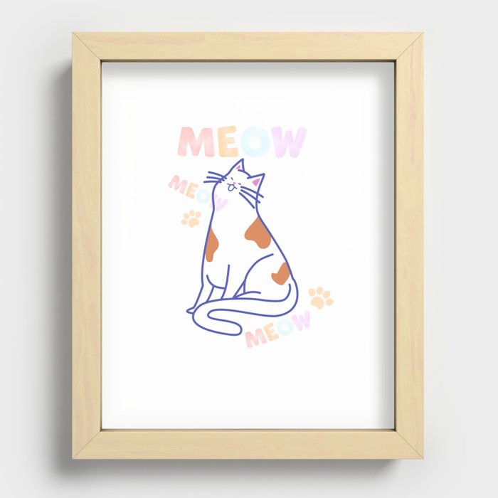 meow cat lover Recessed Framed Print