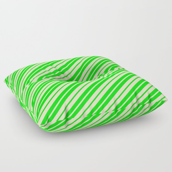 Lime and Bisque Colored Pattern of Stripes Floor Pillow