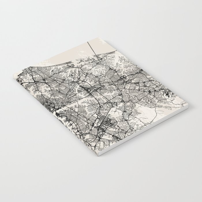 Norfolk - USA. Black and White City Map Notebook