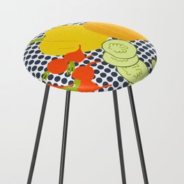 Modern Spring Fruits And Vegetables Salad Navy Dots Counter Stool