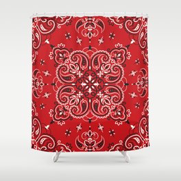 Seamless pattern red ornament paisley bandana print Shower Curtain