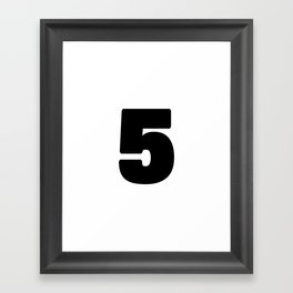 5 (Black & White Number) Framed Art Print