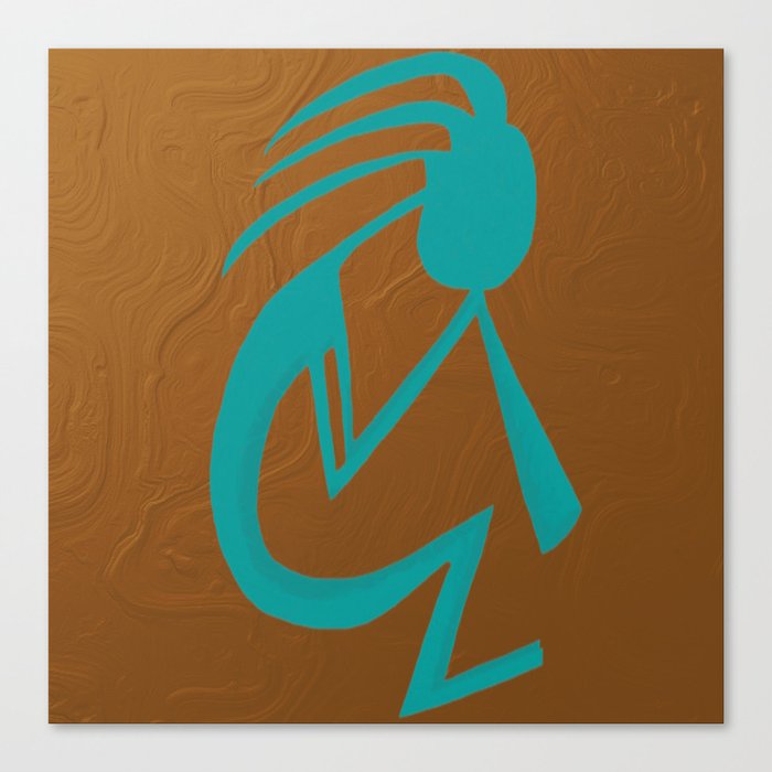 Teal Kokopelli Canvas Print