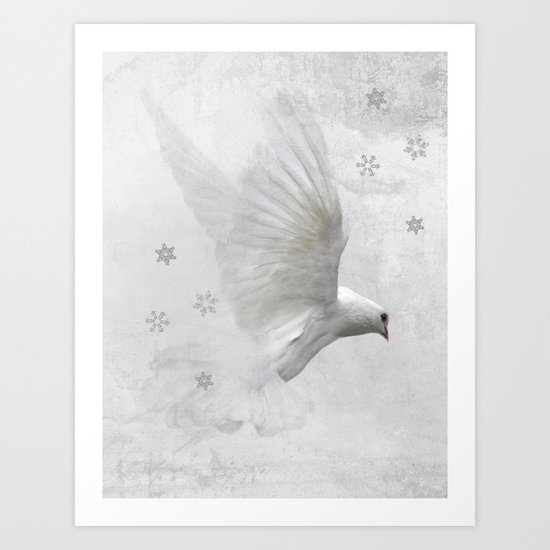 White dove fly Art Print