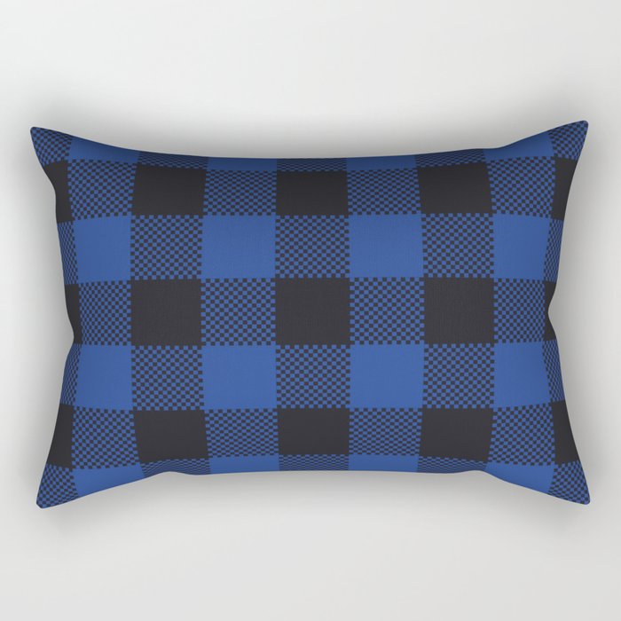 Dark Blue Buffalo Check Pattern Rectangular Pillow