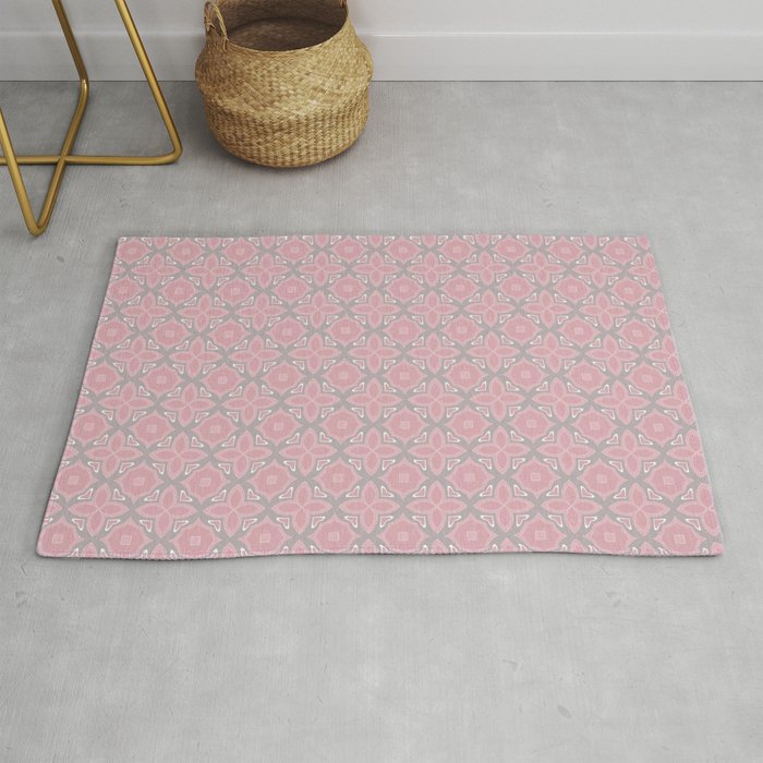 Fashionable pink and grey geometric pattern Rug