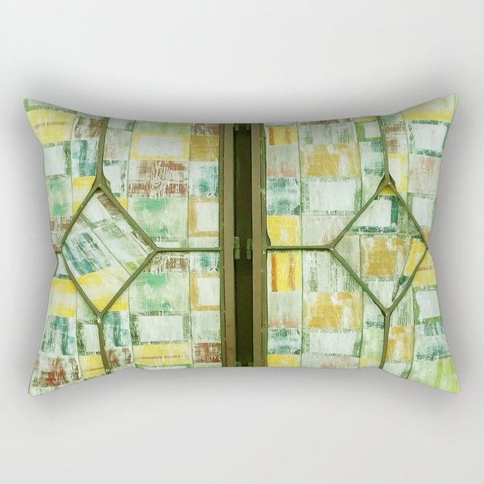 Door in the window - green Rectangular Pillow