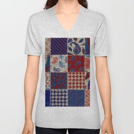 Seamless pattern. Imitation of a patchwork pattern of rough canvas. Vintage image.  V Neck T Shirt
