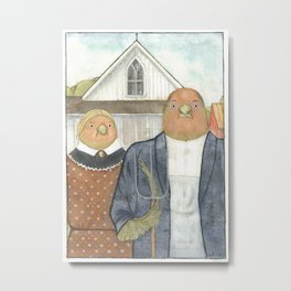 American Gothic Finches Metal Print