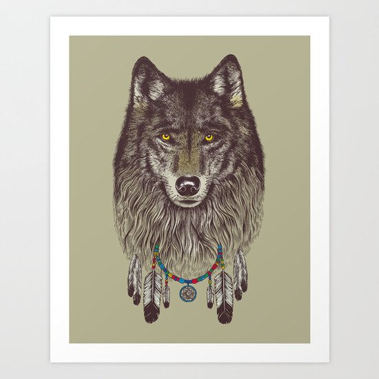 Wind Catcher Wolf Art Print