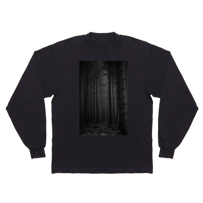 The Dense & Foggy Forest (Black and White) Long Sleeve T Shirt
