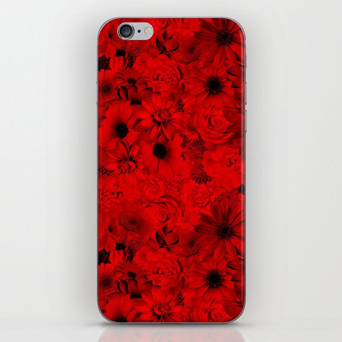 vermilion red floral bouquet aesthetic assemblage iPhone Skin