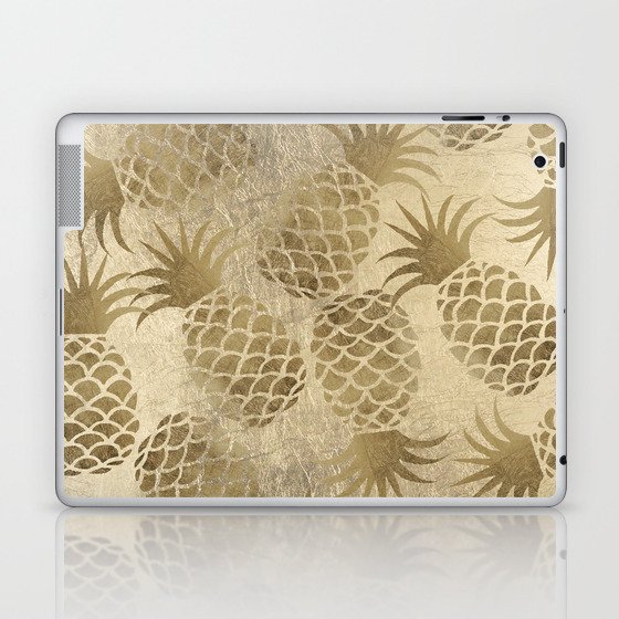 Elegant luxury gold tropical pineapple illustration Laptop & iPad Skin