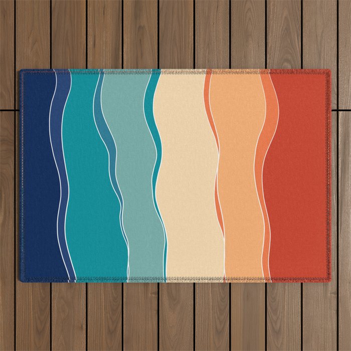 Retro Summer Ocean Wave #1 #minimal #decor #art #society6 Outdoor Rug