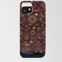 Vintage Red Turkish Rug with Circles and Stripes iPhone Card Case